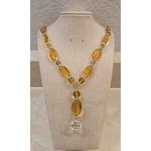 Stunning Art Deco Ross-Simons Citrine, Crystal, & Sterling Silver Lariat 32"